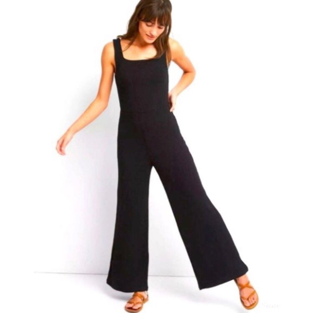 Gap Black Square Neck Ribbed Jumpsuit
